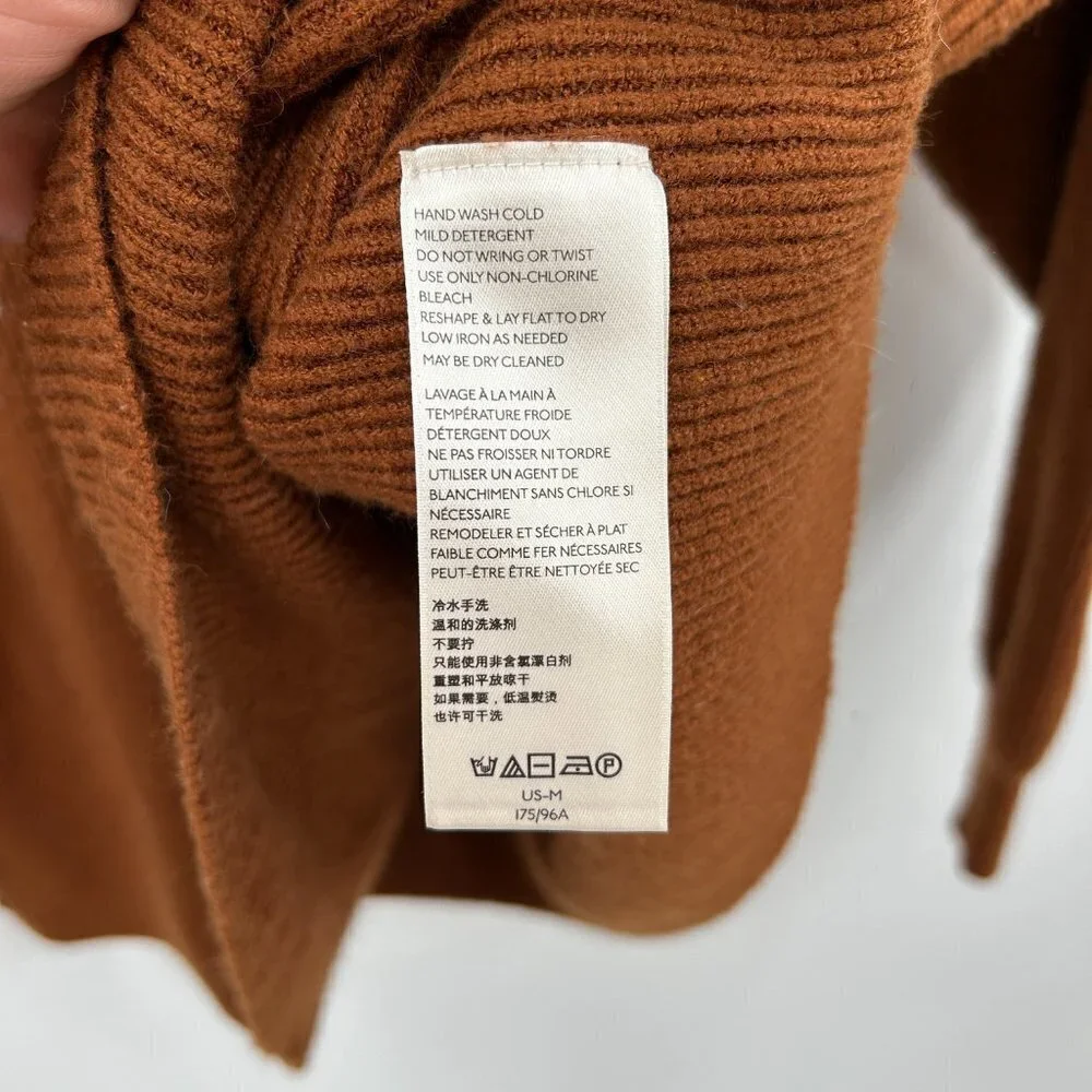FREE PEOPLE Brown Ribbed Oversized Turtleneck Pullover Sweater Size Medium